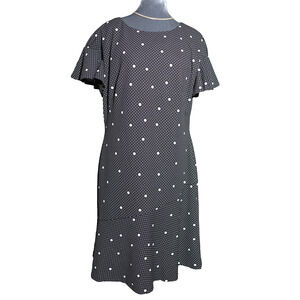 Lauren Ralph Lauren Dress 14 Bias-Cut Ruffled Sleeves & Hem Polka Dot Feminine